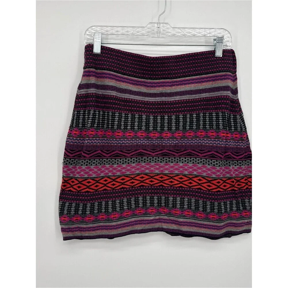 Krimson Klover Purple Merino Sweater Skirt Mini Fair Isle Size Medium Zig Zag